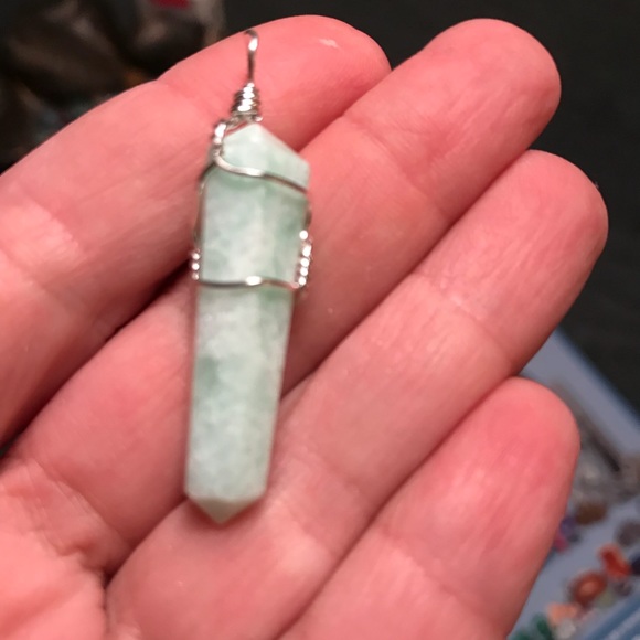 Wire wrapped amazonite pendant - Picture 3 of 3